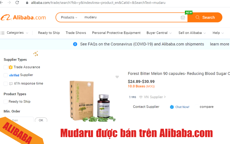 mudaru duoc ban tren san Alibaba